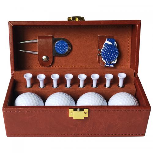 Golf leather box set Golf green fork hat clip set gift set